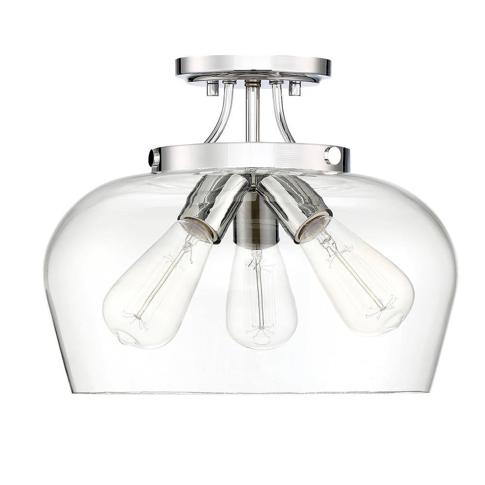 Transitional Curved Glass Bowl Ceiling Light in Polished Chrome