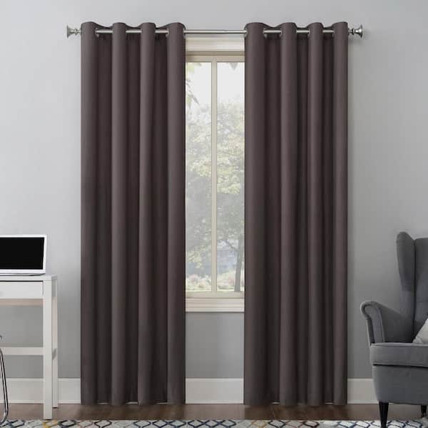 Sun Zero Duran Fig Purple Polyester Solid 50 in. W x 95 in. L Noise Cancelling Grommet Blackout Curtain (Single Panel)
