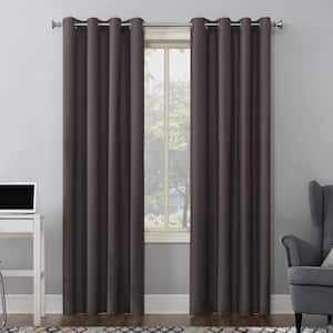 Duran Fig Purple Polyester Solid 50 in. W x 108 in. L Noise Cancelling Grommet Blackout Curtain (Single Panel)