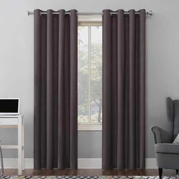 Sun Zero Duran Fig Purple Polyester Solid 50 in. W x 108 in. L Noise Cancelling Grommet Blackout Curtain (Single Panel)