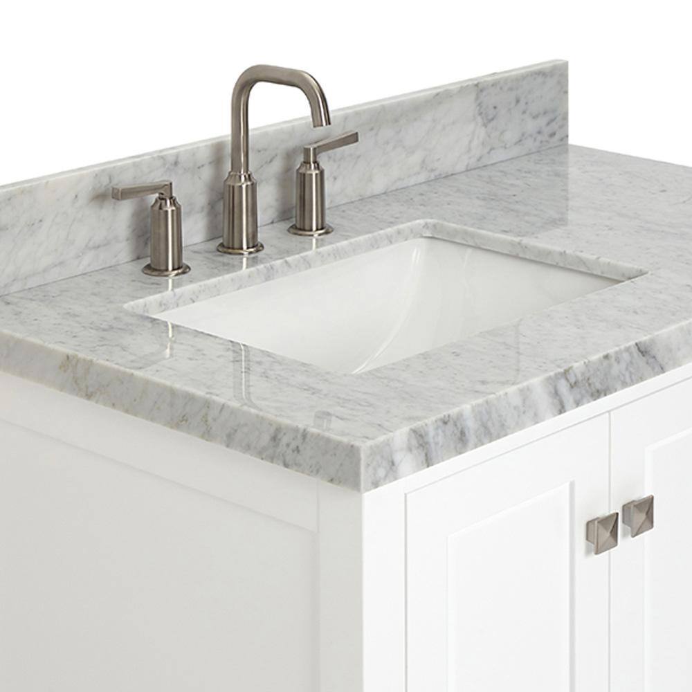 Cambridge White Marble Top Single Sink Bathroom Vanity