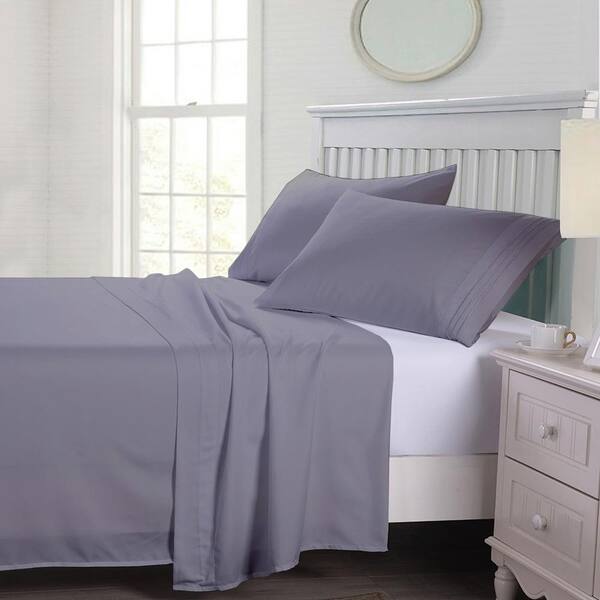 Delara Home Organic Cotton Flat Sheet - Grey - Twin