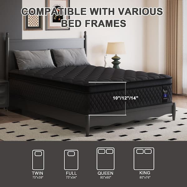 Queen Size Medium Firm Gel Memory Foam Hybrid 14 in. Euro Top Support and Bed-in-a-Box Mattress