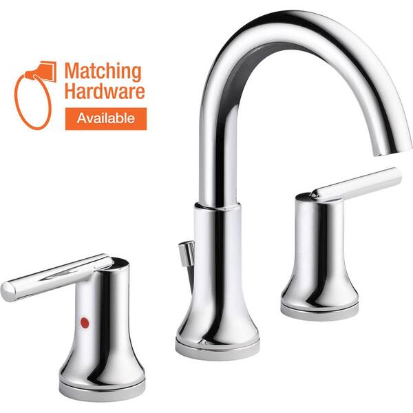 Delta Trinsic 8 in. Widespread 2-Handle Bathroom Faucet with Metal Drain Assembly in Chrome