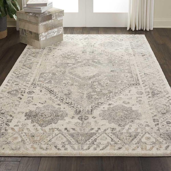 Fusion Cream/Grey 5 ft. x 7 ft. Persian Farmhouse Area Rug
