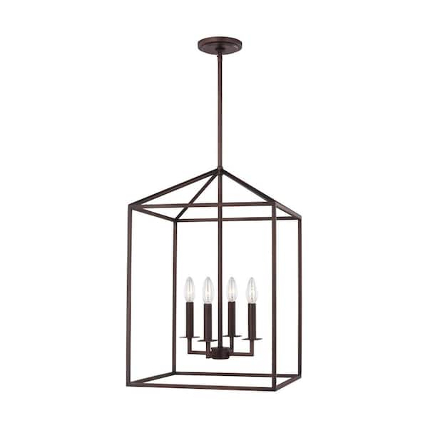 Perryton Medium 15.5 in. 4-Light Bronze Modern Transitional Candlestick Hanging Pendant