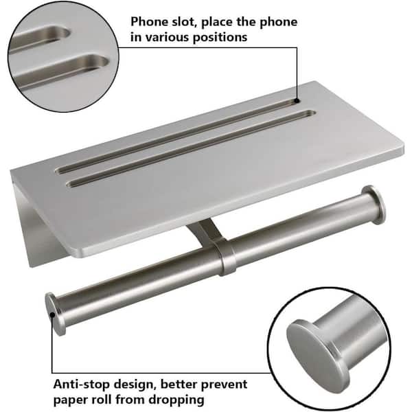 Delta Hospitality Extensions Toilet Paper Holder with Glass Shelf for Phone  Bath Hardware Accessory in Brushed Nickel HEXTN50-BN - The Home Depot