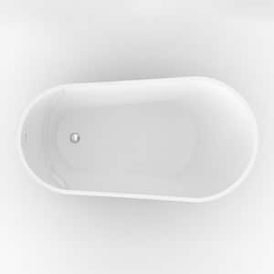 63 in. x 31.50 in. Acrylic Freestanding Soaking Bathtub in Gloss White with Overflow and Drain