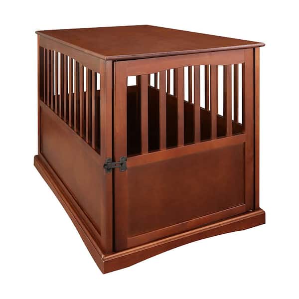 End Table Casual Home Wooden Large Pet Crate Walnut