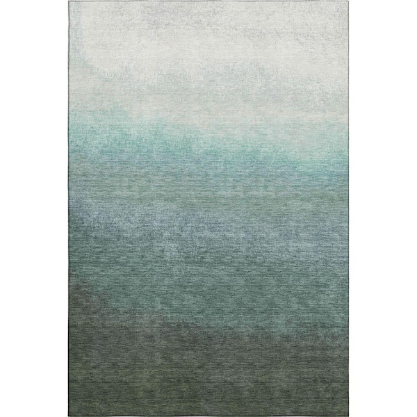 Mayfield Premium Machine Washable Abstract AMF2012 Seafoam 3 ft. x 5 ft. Area Rug