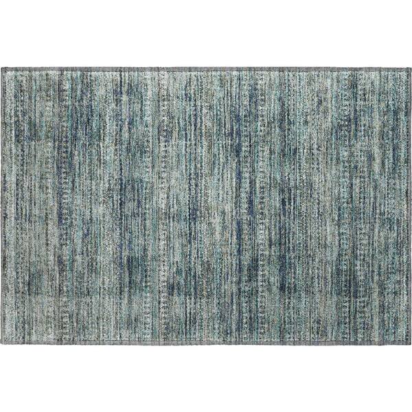 Mayfield Premium Machine Washable Abstract AMF1971 Teal 2 ft. x 3 ft. Accent Rug