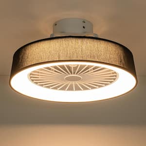 Eunice 18.8 in. Indoor Black Woven Drum Color-Changing Integrated LED Ceiling Fan Lighting with Remote and 7 ABS Blades