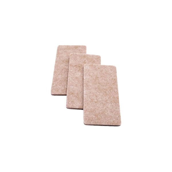 2 in. x 4 in. Beige Rectangular Felt Heavy Duty Self Adhesive Furniture Pads (3-Pack)