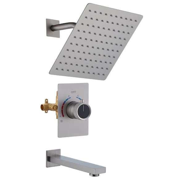Integrated Single Handle 2 Function 1-Spray Shower Faucet 1.8 GPM with Pressure Balance in Brushed Nickel