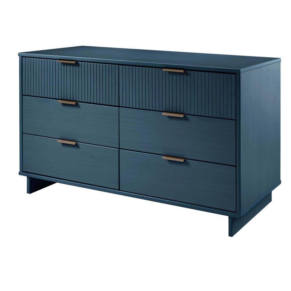 Midnight Blue Double Dresser Set with Soft Close Drawers