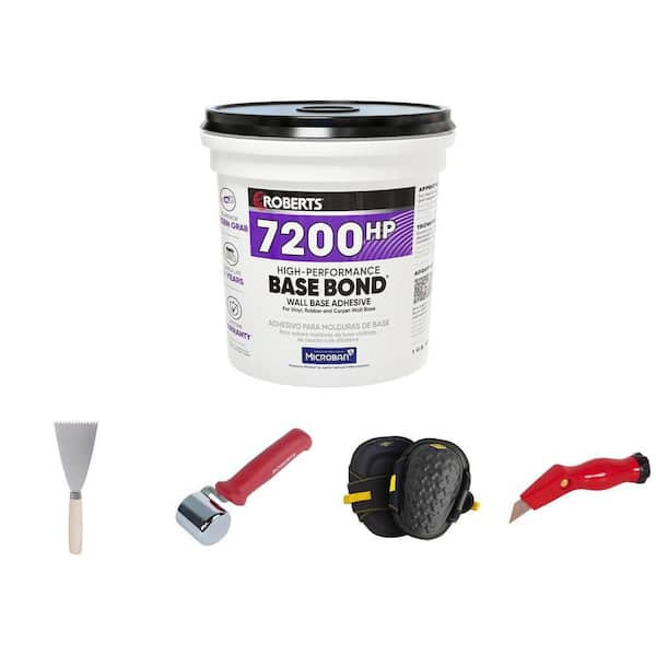 Big Fatso Utility Knife, BASE BOND 1 Gal Adhesive, 2 in. Seam Roller, Spreader, and ProMax Knee Pads Combo (6-Piece)