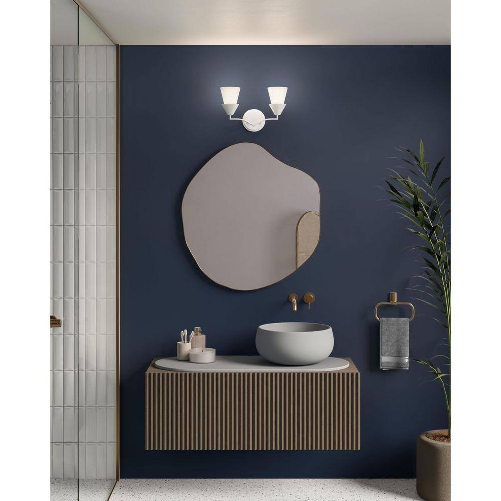 Pinellas White Plaster Dual Conical 2-Light Vanity Fixture