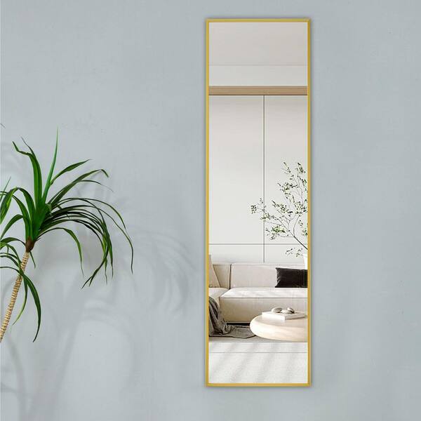 Gold 13.8 in. W x 48 in. H Slim Full-Length Mirror, Aluminum Alloy Frame for Wall Mount, Bathroom & Bedroom