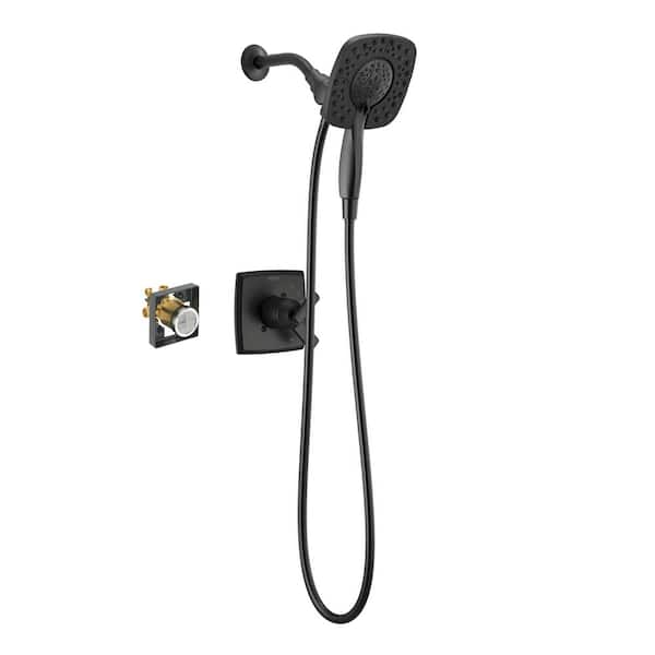 Ashlyn In2ition 4-Spray Wall Mount Dual Shower Head and Handheld Shower Head 1.75 GPM in Matte Black