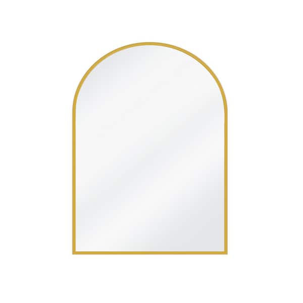 30 in. W x 40 in. H Modern Arched Gold Aluminum Alloy Framed Wall Mirror