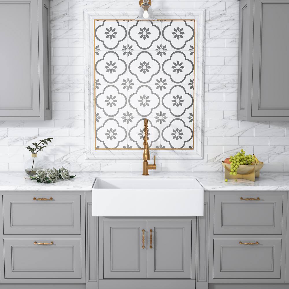 Kosula 36'' White Ceramic Farmhouse Apron Kitchen Sink