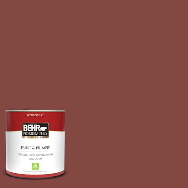 BEHR PREMIUM PLUS 1 qt. #S-H-170 Red Brick Flat Low Odor Interior Paint & Primer
