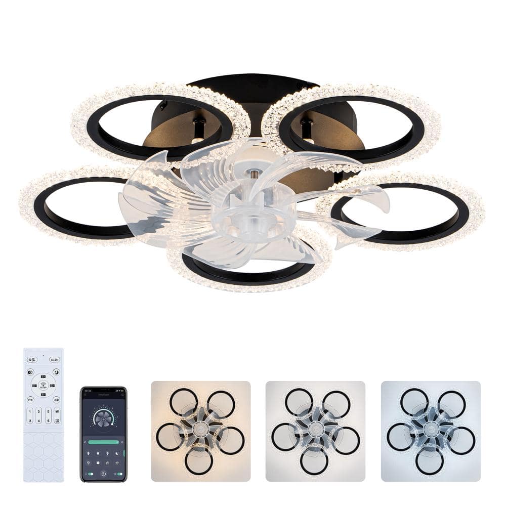 20 in. Black Quiet Reversible DC Motor Ceiling Fan with Remote Control, 6 Wind Speeds 3-Color Temperature price history on PriceWatchPro
