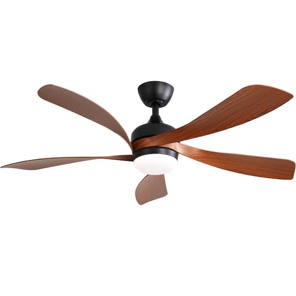 Sofucor 52 in. Indoor/Outdoor 5 Blades Black Downrod Ceiling Fan with Led Lights and 6 Speed DC Remote-Morden, Farmhouse