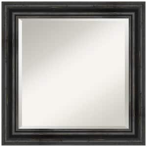 Rustic Pine Black 25.5 in. x 25.5 in. Beveled Square Wood Framed Bathroom Wall Mirror in Black