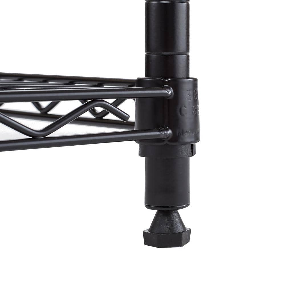5-Tier Black Steel Wire Shelving Unit with Adjustable Shelves