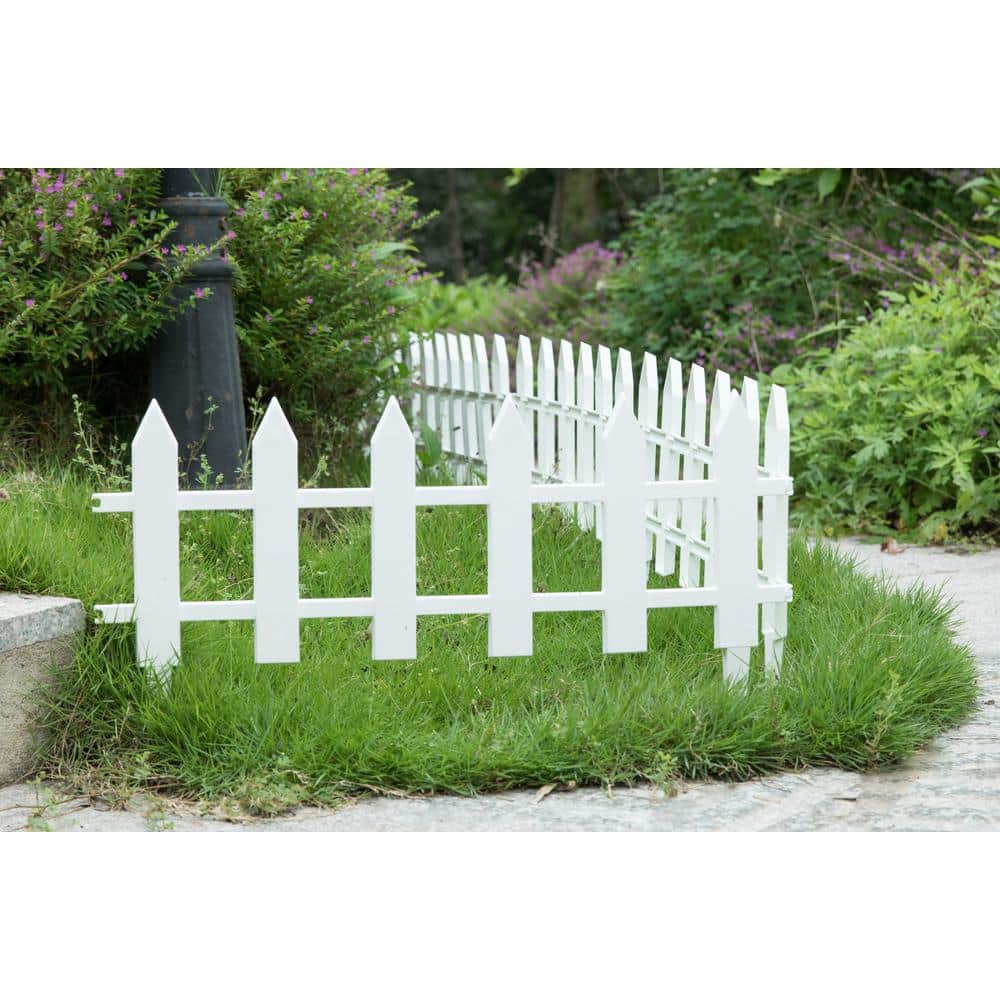 White Vinyl Garden Picket Fence Panel, 12 x 21.75 Inches