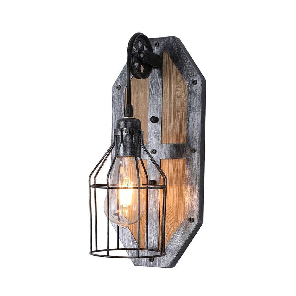 6.7 in. 1-Light Black Industrial Retro Wall Sconce with Iron Lampshade, No Bulbs Included price history on PriceWatchPro