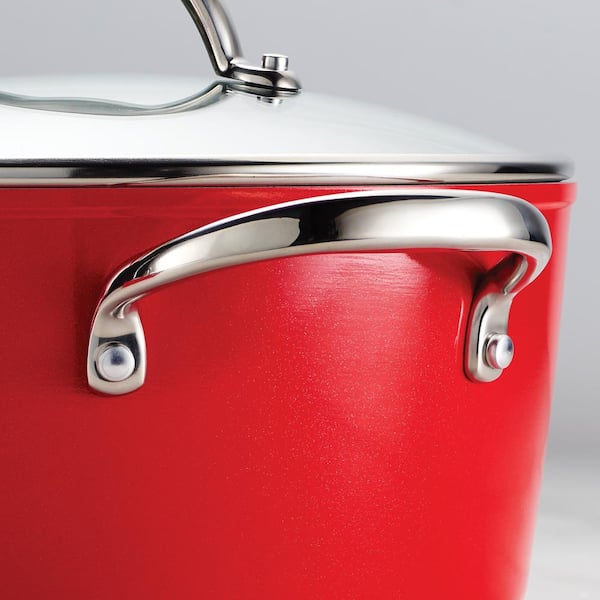 3 Assorted Metal Kitchen Utensils/Red Handles Pan Rest