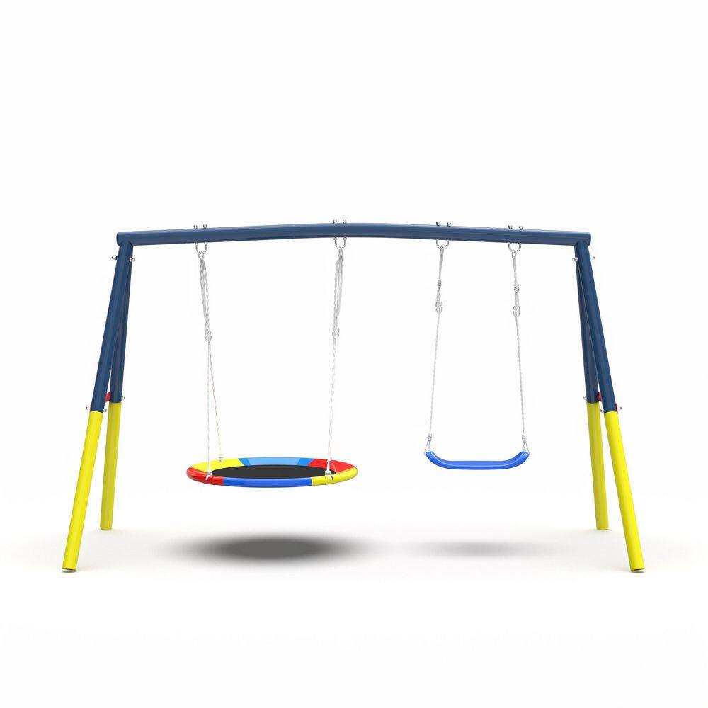 440 lbs. Swing Set with Heavy-Duty A-Frame Metal Outdoor Swing Stand, 1 Saucer Swing Seat and 1 Belt Swings Seat price history on PriceWatchPro