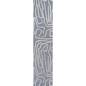 Alcina Modern Scandinavian Graphic Lines High-Low Blue/White 2 ft. x 8 ft. Runner Rug