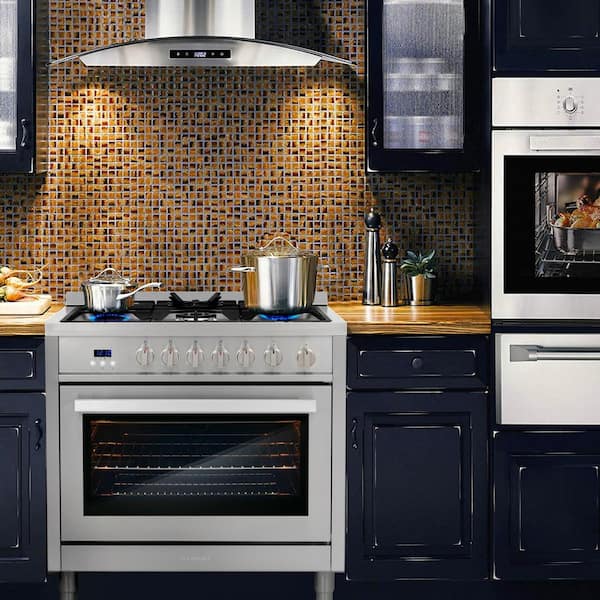 36 in. Nebula Collection 3.8 cu. ft. Gas Range, 5-Burners, Rapid Convection Oven, Cast Iron Grates in Stainless Steel