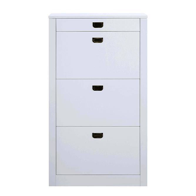White High Gloss Wood and Metal Wall Mounted Shoe Cabinet