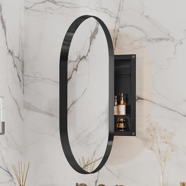 Unbranded 24 in. W x 30 in. H Rectangular Iron Wall Mount or Recessed Medicine Cabinet with Mirror Adjustable Shelves