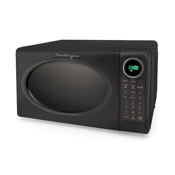 Nostalgia 18 in. 0.7 cu. ft. Retro Microwave in Black with Accessory Bundle