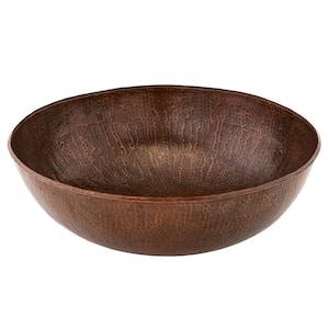 Large Round Hammered Copper Vessel Sink in Oil Rubbed Bronze