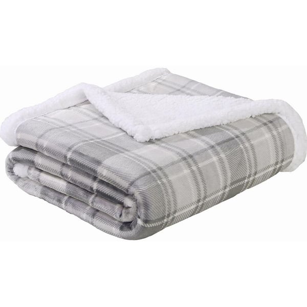 Tidoin Plaid Gray Polyester 50 in. x 60 in. Throw Blanket