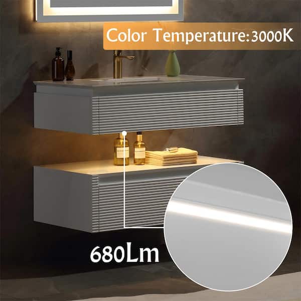 ANGELES HOME 36 in. W Modern Floating Double Layer Bath Vanity in 