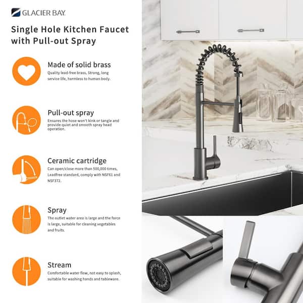 HLL Kitchen Faucet Stainless Steel Water Corrosion of Lead-Free Water and Soft Without Noise