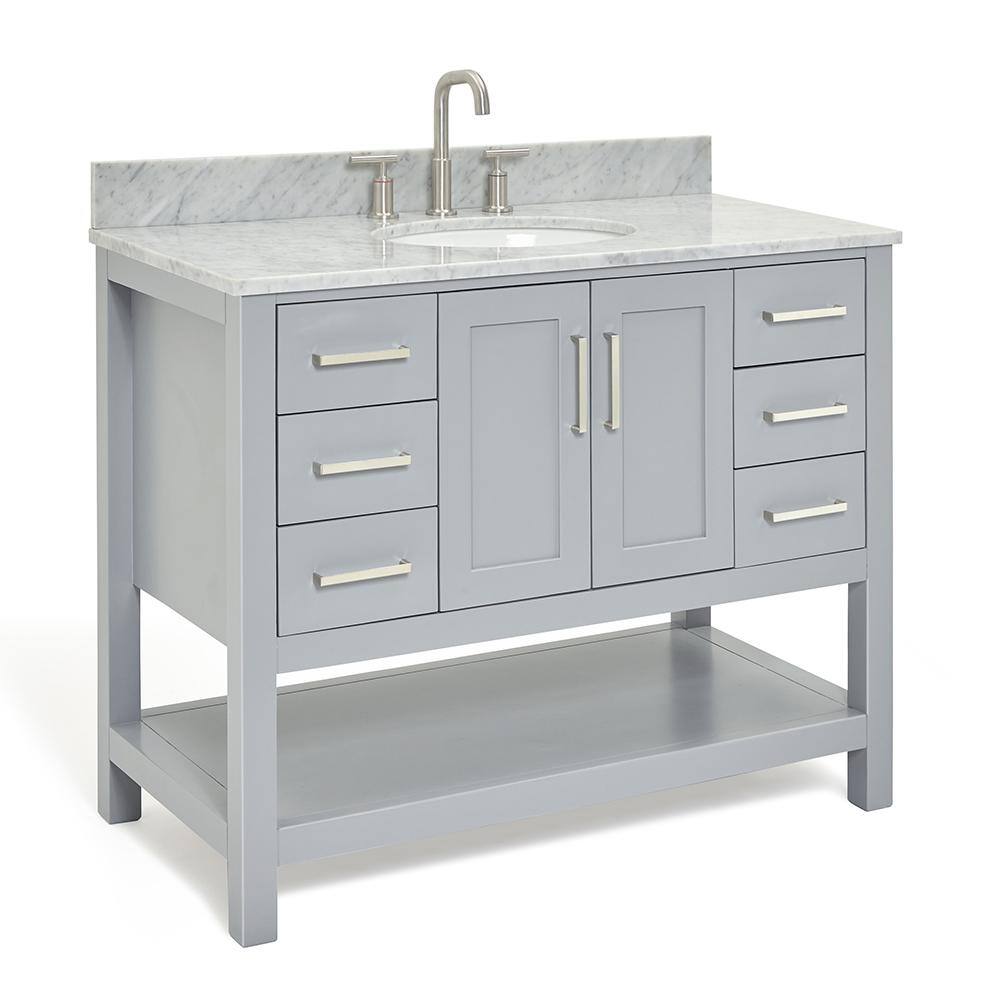 Magnolia 43" Grey Freestanding Vanity with Carrara White Top