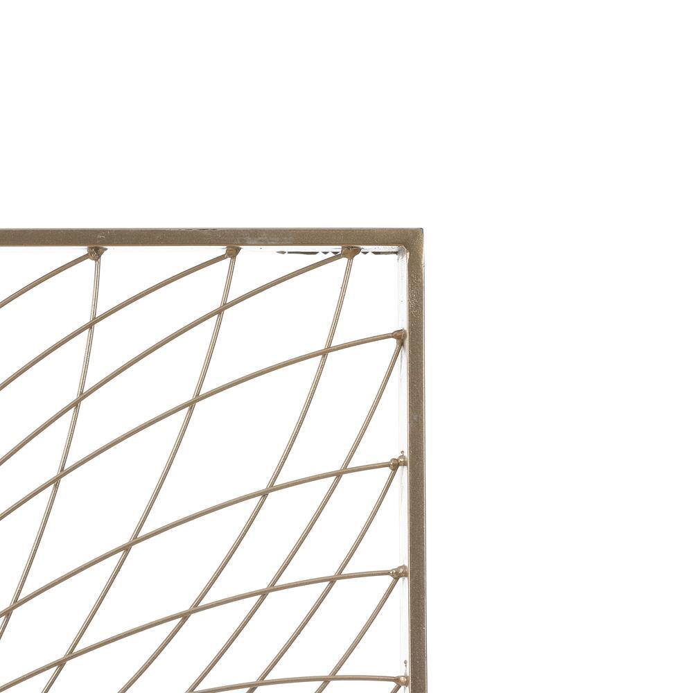 24" Gold Iron Spiral Flower Square Wall Sculpture
