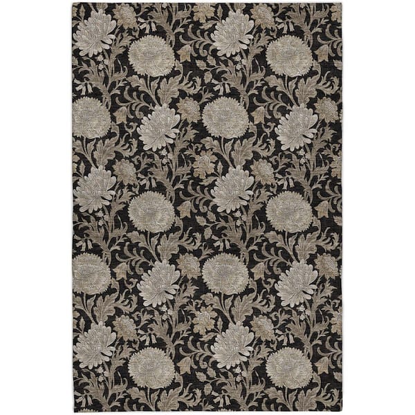Dream Shag Premium Machine Washable Abstract ADS677 Black 8 ft. x 10 ft. Area Rug