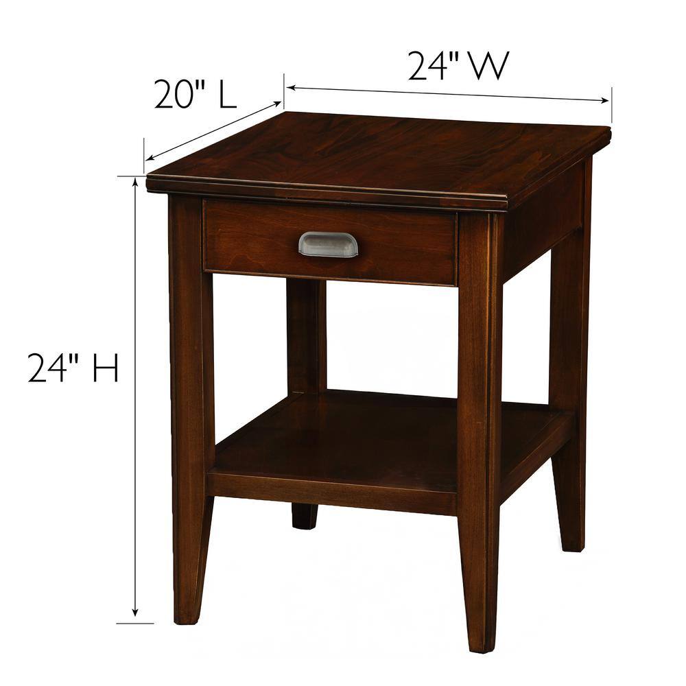Laurent Chocolate Cherry Solid Wood End Table with Drawer and Shelf