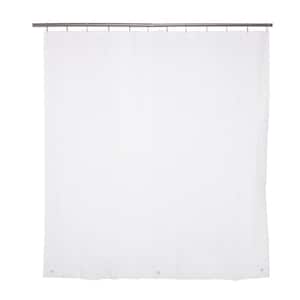 70 in. W x 72 in. H Medium Weight PEVA Shower Curtain Liner and Beaded Roller Ring Set in White