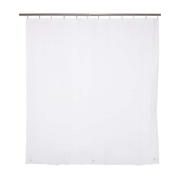 Kenney 70 in. W x 72 in. H Medium Weight PEVA Shower Curtain Liner and Beaded Roller Ring Set in White