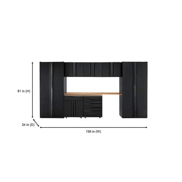 Husky 8-Piece Heavy Duty Welded Steel Garage Storage System in Black (156 in. W x 81 in. H x 24 in. D)